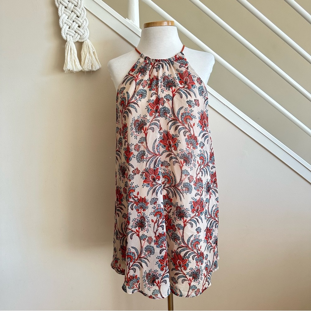 BB Dakota Allisa Floral Halter Trapeze Swing Mini Dress Cream Red Size Small NWT - Picture 6 of 15